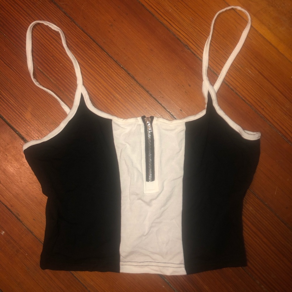 Size small black and white quarter zip cropped SHEIN tank top